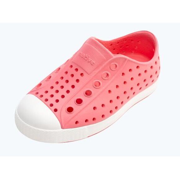 Native Jefferson Kids Flamingo Pink Shell White Casual Shoes C6 - Picture 1 of 9